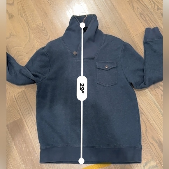 British Khaki est. 1980 Men’s Navy blue pullover, size L, shawl collar Fleece - Picture 9 of 9